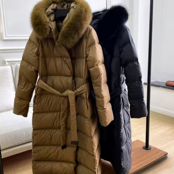 Real Fur Jacket 2025 Winter Women White Duck Down Jackets Ultra Light Warm - Picture 4 of 4